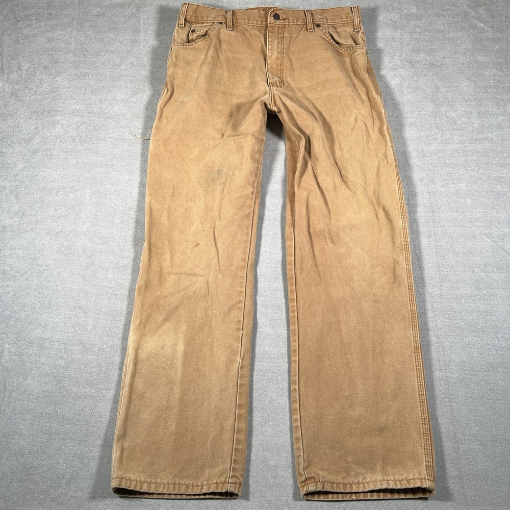 Dickies 1939RBD Relaxed Fit Duck Carpenter Pants Mens 36x34 Brown Cotton Canvas